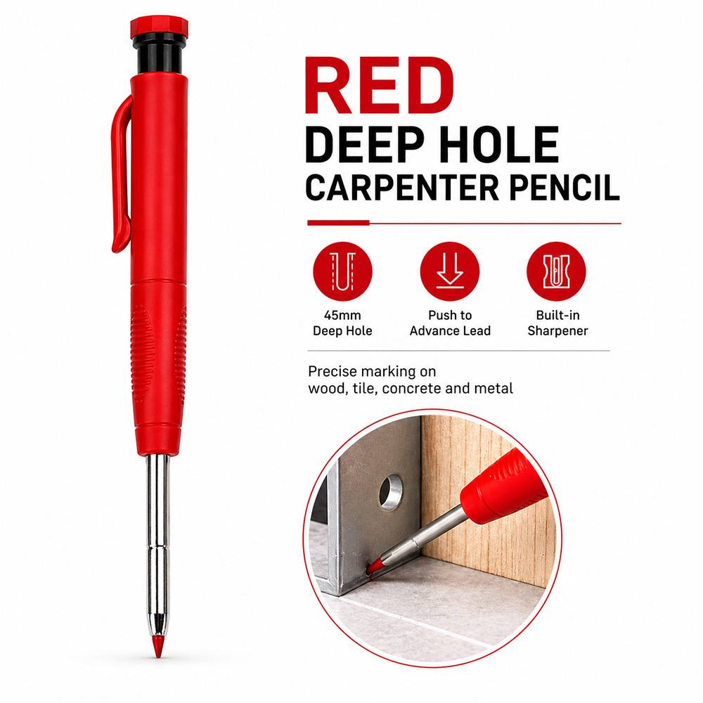 Actual red deep-hole carpenter pencil color example