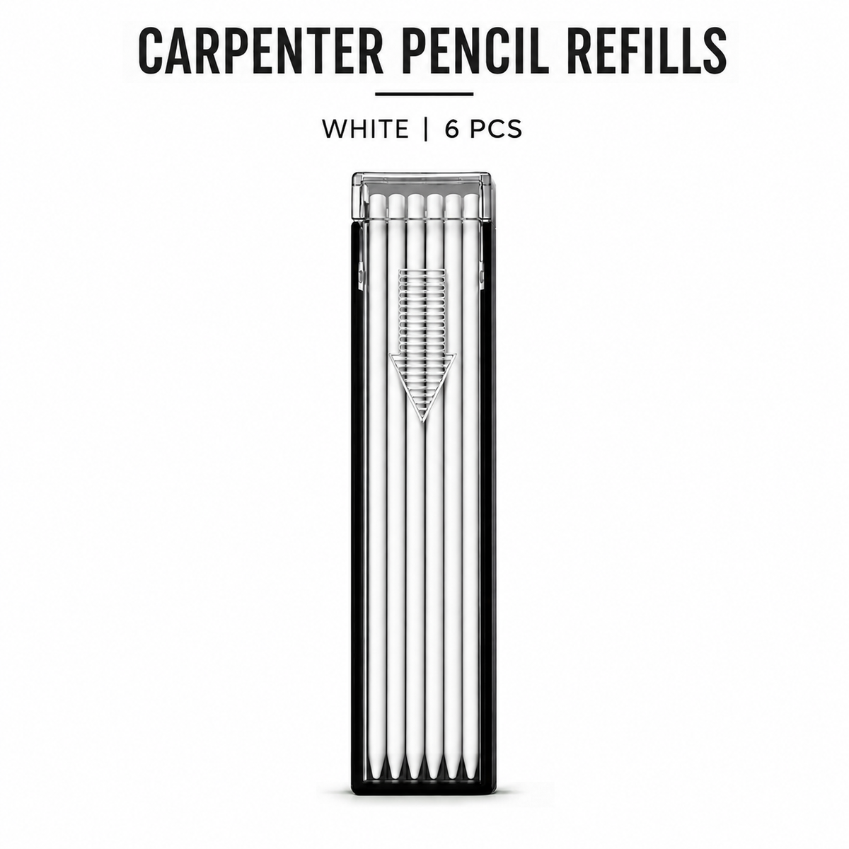 Six matching white 2.8 mm refills for a white pencil