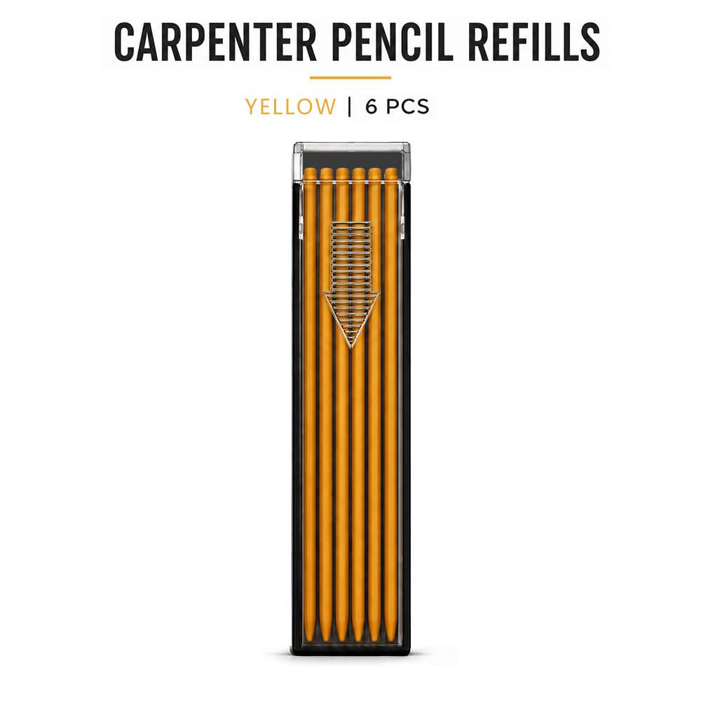 Six matching yellow 2.8 mm refills for a yellow pencil